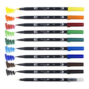 ชุดปากกาพู่กัน TOMBOW 10 ด้าม สี Primary